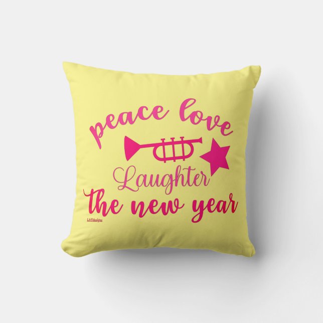 FRIEDENSLIEBE UND LAUGHER IM NEUEN JAHR KISSEN (Vorderseite)