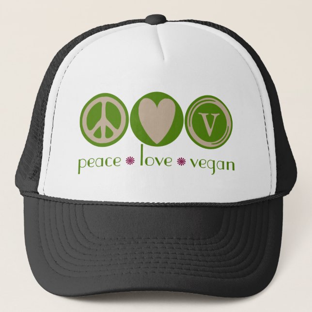 FriedensLiebe vegan Truckerkappe (Vorderseite)