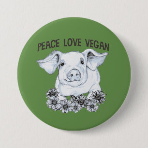 FriedensLiebe-veganer Schwein-Knopf Button