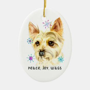 FriedensLiebe Wags WeihnachtenYorkie Hund Keramik Ornament