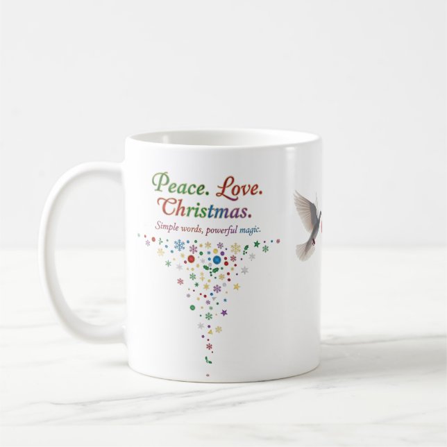 Friedensliebe Weihnachtsklassiktasse – Einfache Wo Kaffeetasse (Links)