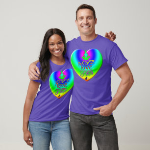 Friedensliebe-Yoga-Regenbogen-Absichten-Herz-T-Shi T-Shirt