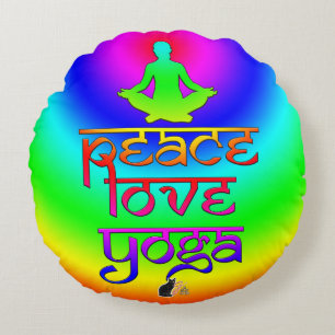 Friedensliebe Yoga Regenbogen Absichten Rundes Kissen
