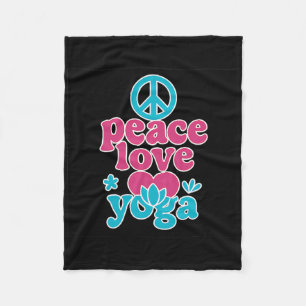 Friedensliebe Yoga Retro-Lotus-Herz Grafik Kunst Fleecedecke