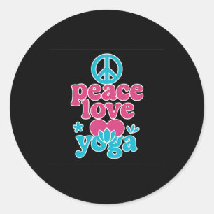 Friedensliebe Yoga Retro-Lotus-Herz Grafik Kunst  Runder Aufkleber