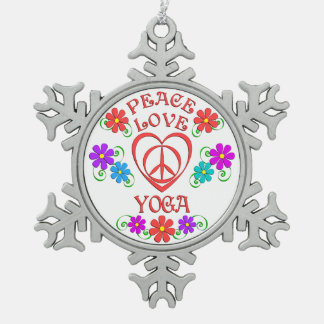 FriedensLiebe-Yoga Schneeflocken Zinn-Ornament