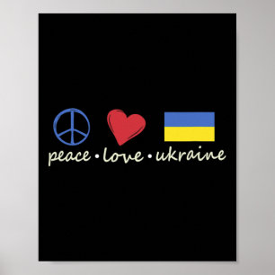 Friedensliebe Zeichen Ukraine Farben Retro Vintage Poster