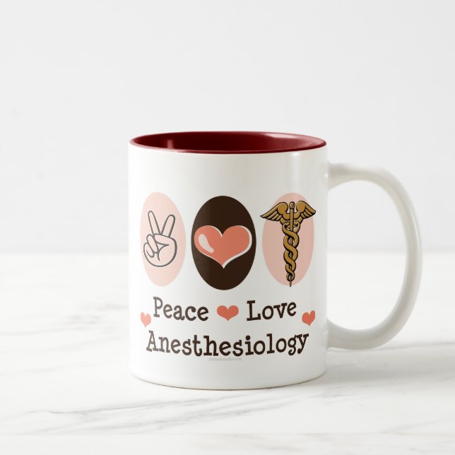 FriedensLiebeanesthesiology-Tasse Zweifarbige Tasse (Rechts)