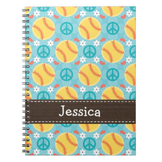 FriedensLiebesoftball-gewundenes Notizblock