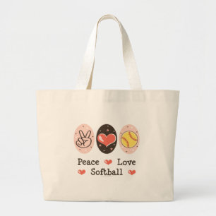 FriedensLiebesoftball-Taschen-Tasche Jumbo Stoffbeutel