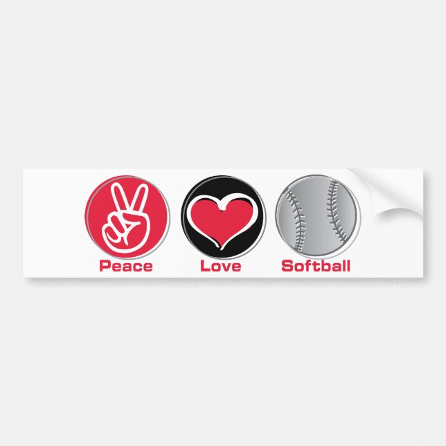 FriedensLiebeSoftballrot Autoaufkleber (Vorne)