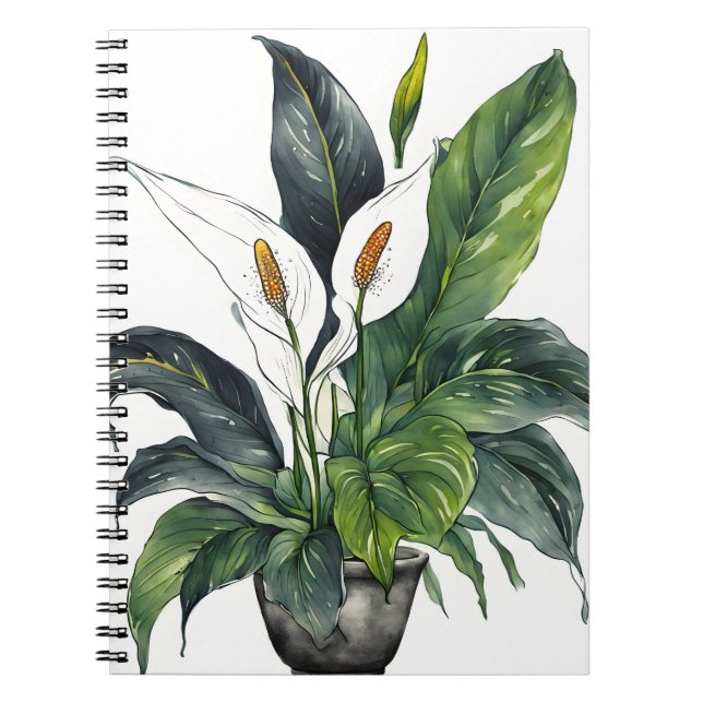 Friedenslilie - Aquarellblumen Notizblock (Vorderseite)