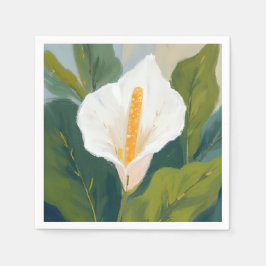 Friedenslilie Blumenmalerei Wasserfarbe Floral Serviette