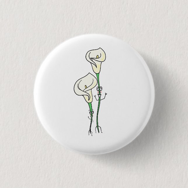 Friedenslilien, süßes Blumen Thema Button (Vorderseite)