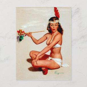 Friedenspfeife Pin-Up Postkarte