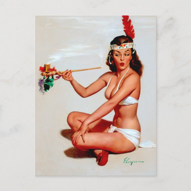 Friedenspfeife Pin Up Postkarte (Vorderseite)