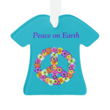 Friedensschild floral auf Türkis