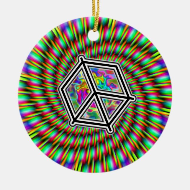 FRIEDENSSIGNAL - RAINBOW SPIRALE KERAMIK ORNAMENT (Vorne)