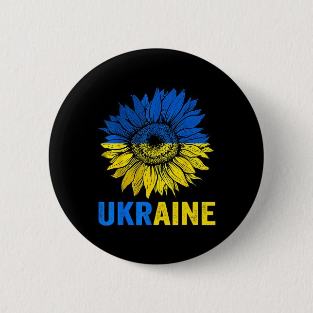 Friedenssonnenblume Ukrainische Flagge Ukraine Lie Button (Vorderseite)