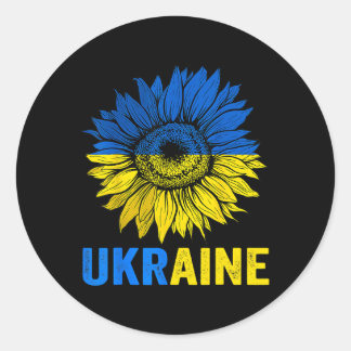 Friedenssonnenblume Ukrainische Flagge Ukraine Lie Runder Aufkleber