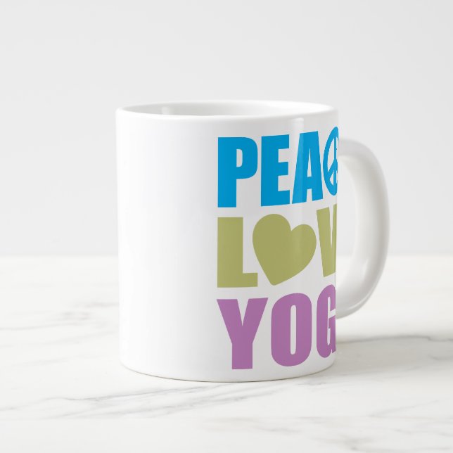 Friedensstiftung Yoga Liebe Jumbo-Tasse (Vorderseite Rechts)