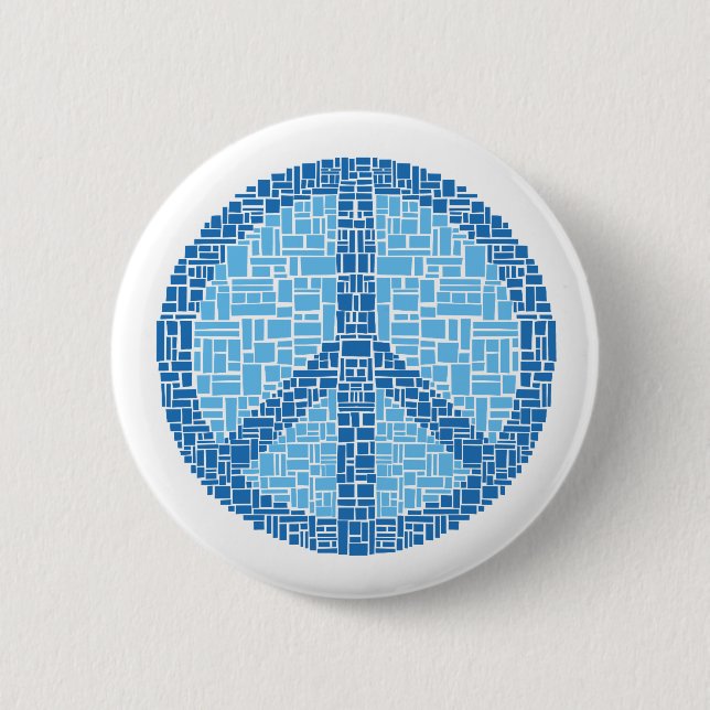 Friedenssymbol (Blau) Button (Vorderseite)
