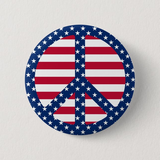 Friedenssymbol-Button mit Sternen und Streifen Button (Vorderseite)