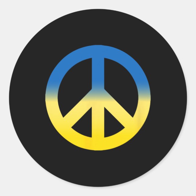 Friedenssymbol - Farben der ukrainischen Flagge mi Runder Aufkleber (Vorderseite)