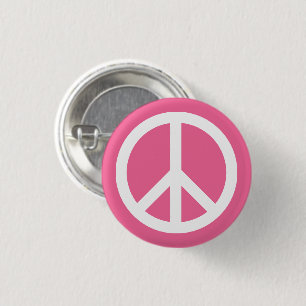 Friedenssymbol gegen den Krieg rosa und weiß Button