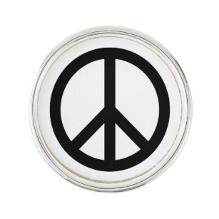 Friedenssymbol gegen Krieg Schwarz-weiß Anstecknadel