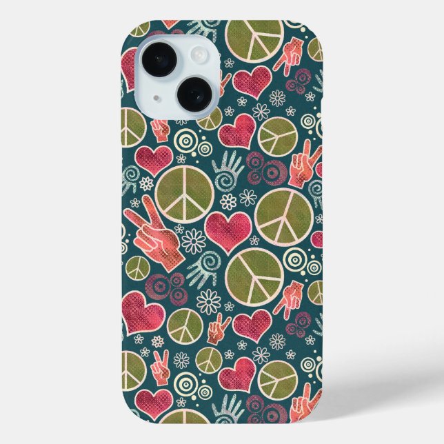Friedenssymbol Hipster Pacifismus Zeichendesign Case-Mate iPhone Hülle (Rückseite)
