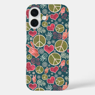 Friedenssymbol Hipster Pacifismus Zeichendesign iPhone 16 Hülle