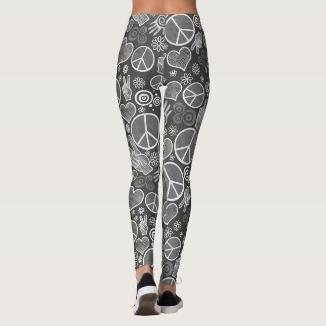 Friedenssymbol Hipster Pacifismus Zeichendesign Leggings (Rückseite)