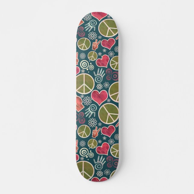 Friedenssymbol Hipster Pacifismus Zeichendesign Skateboard (Vorne)