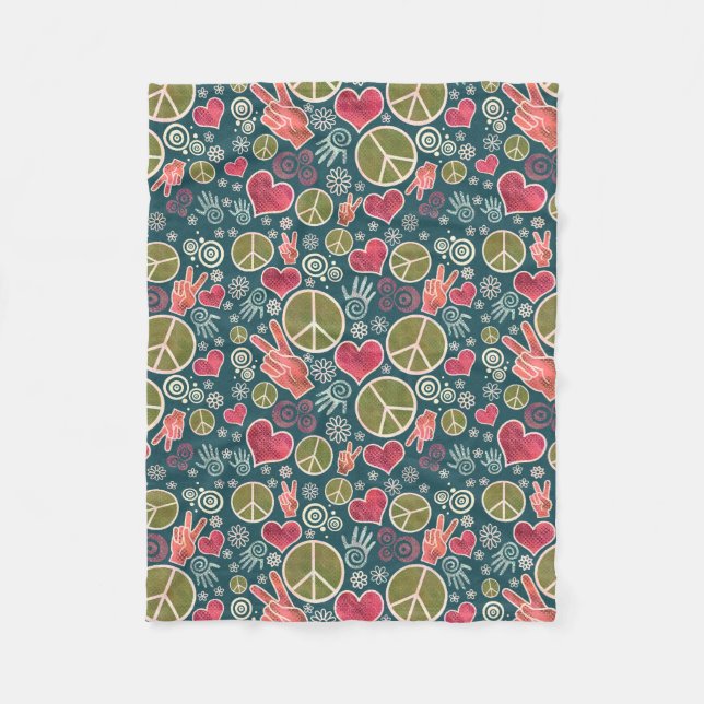 Friedenssymbol-Hipster-Pazifismus-Zeichen-Entwurf Fleecedecke (Vorderseite)