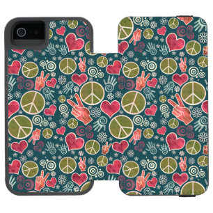 Friedenssymbol-Hipster-Pazifismus-Zeichen-Entwurf Incipio Watson™ iPhone 5 Geldbörsen Hülle