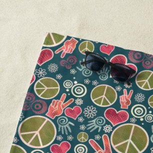 Friedenssymbol-Hipster-Pazifismus-Zeichen-Entwurf Strandtuch