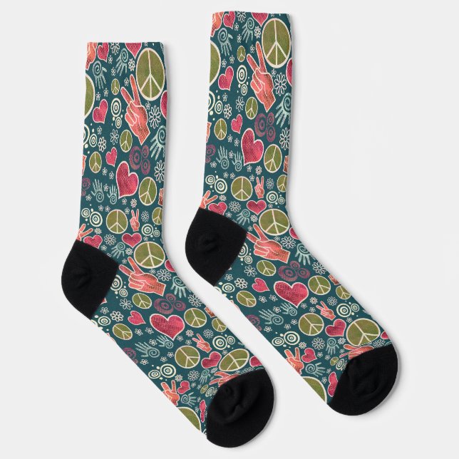 Friedenssymbol Hipster Pazifismus Zeichen Socken (Rechts)