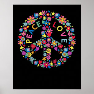 FRIEDENSSYMBOL LIEBE 60er 70er Tie Dye Hippie Poster