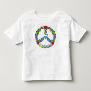 Friedenssymbol mit Blume und Sternen Pop-Art Stil Kleinkind T-shirt