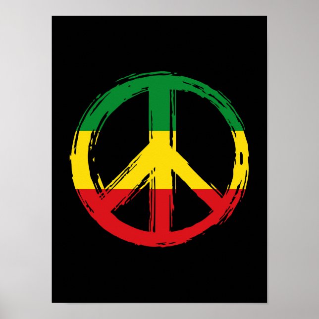 Friedenssymbol mit Reggae-Farben Poster (Vorne)