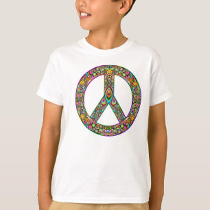 Friedenssymbol-psychedelischer Kunst-Entwurfs-T - T-Shirt