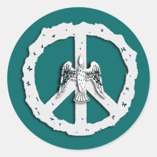 Friedenssymbol-u. -tauben-Aufkleber Runder Aufkleber