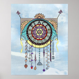Friedenssymbole Kite Dangle Print Poster