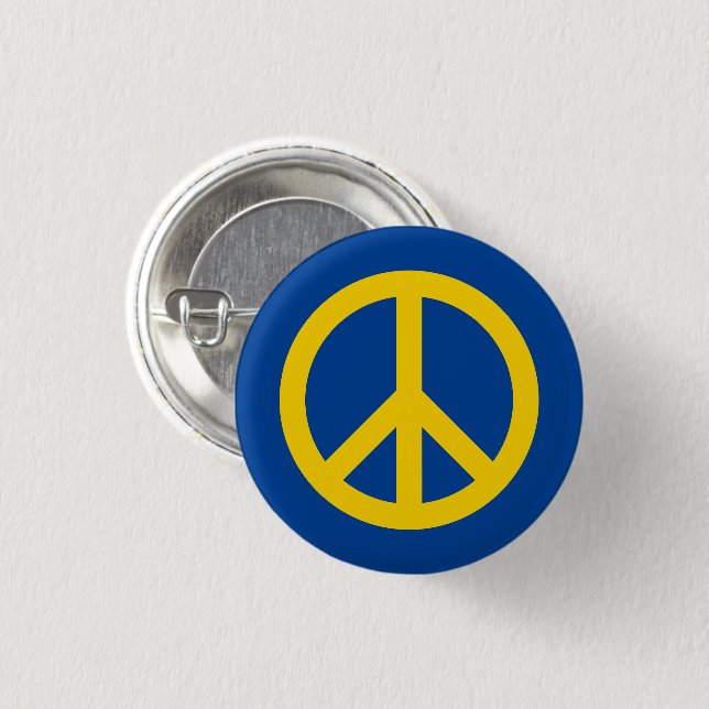 Friedenstaste in blau-gelben Flaggenfarben der Ukr Button (Vorne & Hinten)