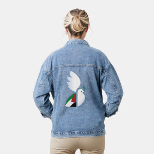 Friedenstaube mit palästinensischer Flagge Denim J Jeansjacke