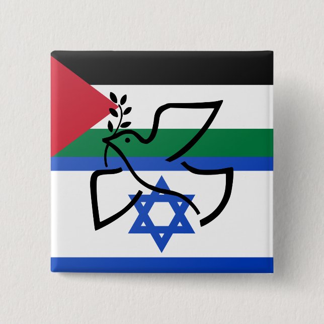 Friedenstaube über Israel Palästina Button (Vorderseite)
