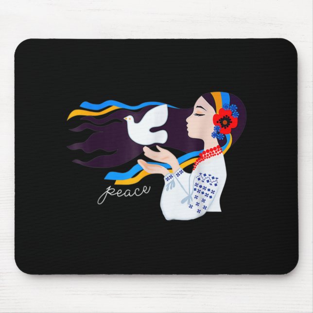 Friedenstaubenmädchen Unterstützung der Ukraine mi Mousepad (Vorne)