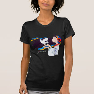 Friedenstaubenmädchen Unterstützung der Ukraine mi T-Shirt