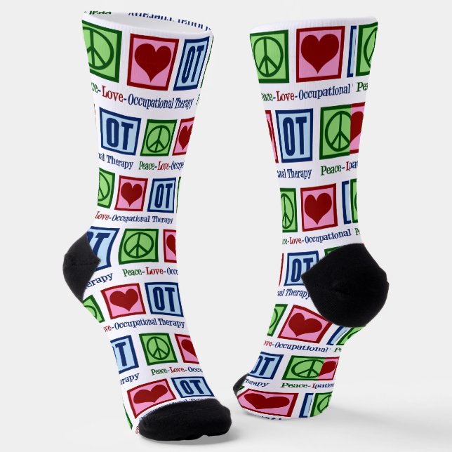 Friedenstherapie Liebe Berufliche Therapie Niedlic Socken (Gewinkelt)